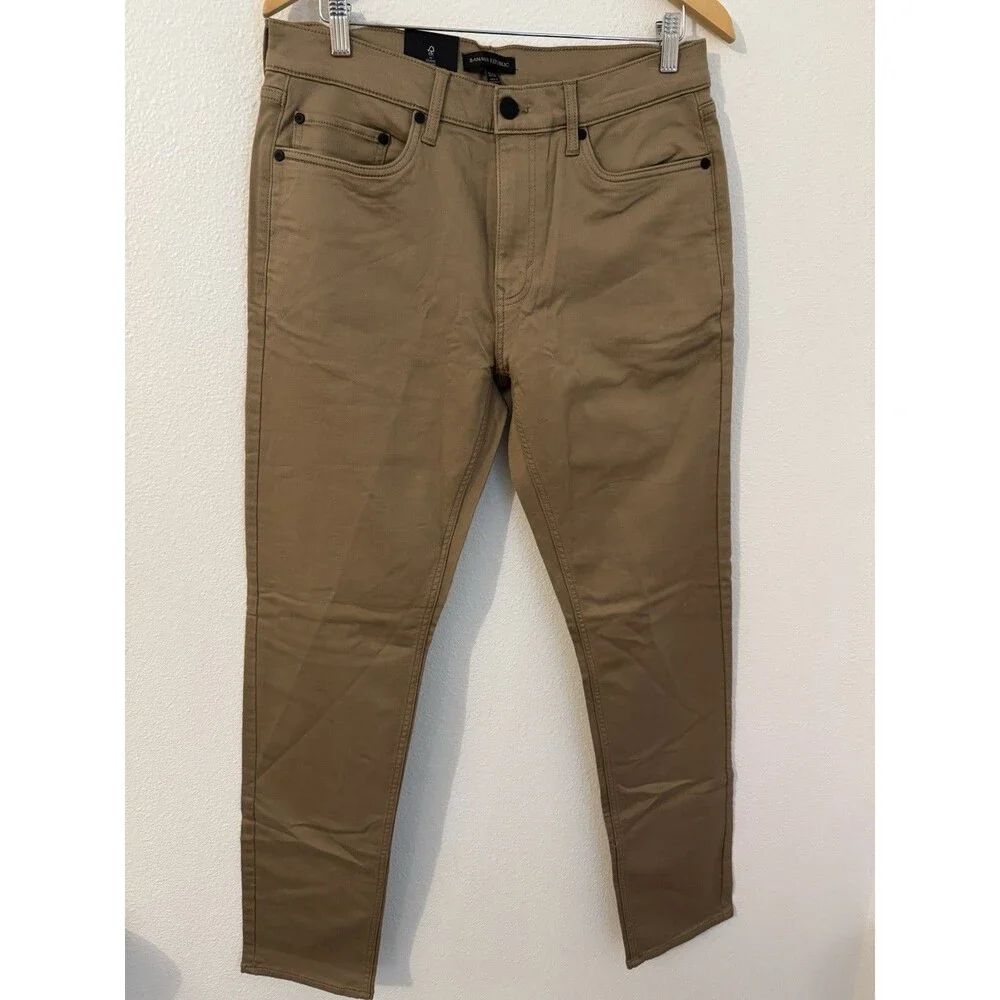 Banana Republic Men's 5 Pocket Pant Stretch Fabric Tan Size 32x34 New Flat Front